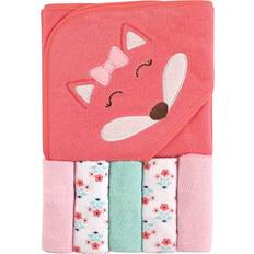 Baby Towels Luvable Friends Unisex Baby Hooded Towel with Five Washcloths, Girl Fox, One Size