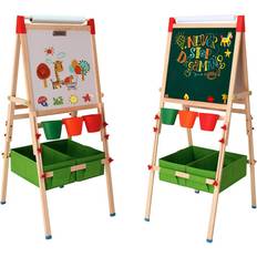 DUKE BABY 3-in-1 Kids Art Easel with Dry-Erase Board Chalkboard Paper Roll and Art Supply Storage- Green