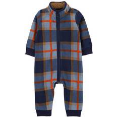 Carter's Baby Plaid Zip-Up Fleece Jumpsuit - Navy