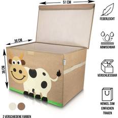 Kleinteile-Aufbewahrung Lifeney aufbewahrungsbox kuh 51x36x36cm spielzeugkiste + deckel kinderzimmer