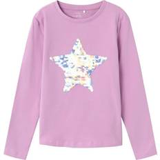 98/104 Kinderbekleidung Name It Kid's Glitter Long Sleeved Top - Violet Tulle