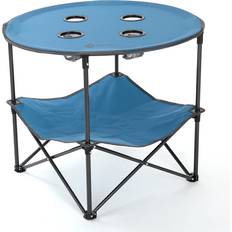 ARROWHEAD OUTDOOR Heavy-Duty Portable Folding Table, 4 Cup Holders, No Sag Surface, Compact, Round, Carrying Case, Steel Frame, High-Grade 600D