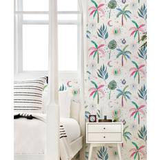 White Wallpaper RoomMates EttaVee Nuit Tropicale Peel & Stick Wallpaper