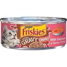 Cat Food Pets Friskies Extra Gravy Chunky Wet Cat Food with Salmon In Savory Gravy