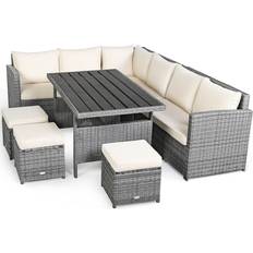 Wicker patio furniture set Costway 7-Pieces Wicker Patio Conversation Sectional