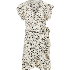 Vila Damen Kleider Vila Fini Wrap S/S Short Dress - Off White