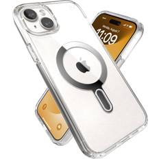 Mobile Phone Cases Speck iPhone 15 Plus Case-Presidio Perfect-Clear-ClickLock-MagSafe-6.7 Inch Phone Case-Clear/Chrome