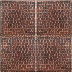 Floor Tiles Premier Copper Products 4-inch 4-inch Hammered Copper Tile - Quantity 4 T4DBH_PKG4 Oil