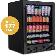 Mini beverage fridge glass door Newair 177 Can Built-in Precision Temperature Control Black