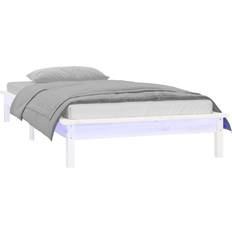 vidaXL Solid Wood Bed with LEDs Sängram 90x190cm