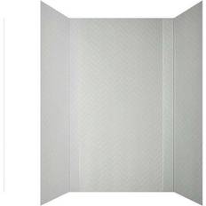 White Tiles Herringbone Tile 60 96 H PVC Glue-up Tub and Shower Wall Panels Surround Gloss 96 Sq.ft 1