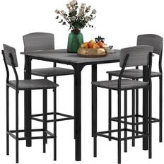 Furniture Homcom Square Kitchen Table Grey 35.5x35.5" 5pcs