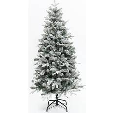 5ft pre lit christmas tree LuxenHome 5Ft Pre-Lit Full Artificial Flocked Christmas Tree