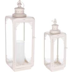 Candles & Accessories Melrose Set of 2 Ornate Curve Lanterns Candle