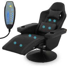 Gaming Chairs MoNiBloom Massage Video Game Chair Recliner High Back Gaming Chair with Lumbar Support & Footrest Theater Seating with Speaker Black