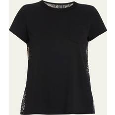 Satin T-shirts & Tank Tops Black Pleated T-shirt