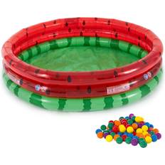 Intex 66 in. x 66 in. Round 15 in. Deep Inflatable Kiddie Watermelon Pool with Multi-Colored Fun Ballz, 100 Pack, Multicolor