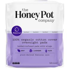 Menstrual Pads The Honey Pot Organic Cotton Cover Overnight Pads with Wings Regular 12-pack