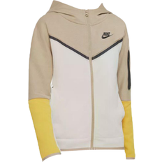 Tops Nike Boy's Sportswear Tech Fleece Full Zip Hoodie - Khaki/Light Bone/Yellow Ochre/Black (CU9223-247)