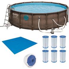 Swimming Pools & Accessories Bestway Power Steel Swim Vista 16ft x4ft Metal Frame Swimming Pool Set & Pump Brown