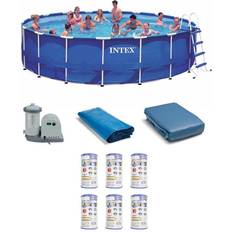 18ft pool Intex 18ft x 48in Metal Frame Swimming Pool Set with Pump 6 Cartridges Blue