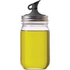 Jarware Regular Mouth Jars, Black Oil- & Vinegar Dispenser