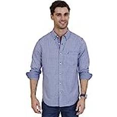 Men Shirts on sale Nautica Men's Classic-Fit Long-Sleeve Gingham Check Poplin Shirt Navy Navy