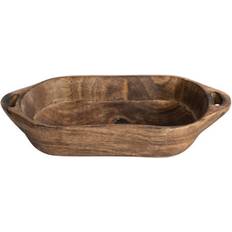 Storied Home 9.5" Natural Carved Wood with Handles Serving Tray