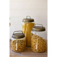 Storage jars with lids Set of three glass jars metal lids Kitchen Container
