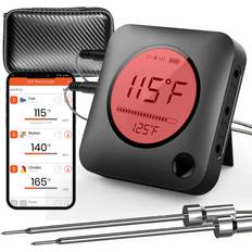 BPA-Free Kitchen Thermometers NutriChef Bluetooth for Grilling Smoking Zip Case Meat Thermometer