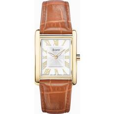 Accurist Rectangle Ladies' White Brown Leather