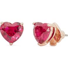 Heart Gold-Plated Cubic Zirconia Earrings Red