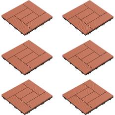 Pure Garden 6-Pack Interlocking Weather-Resistant Deck Tiles Terracotta