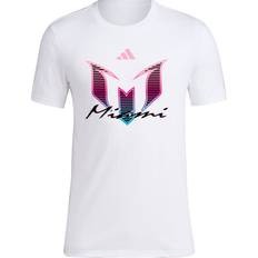 Adidas T-shirts adidas Adult Miami Messi Neon LM #10 White T-Shirt, Men's