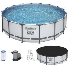Freestanding Pools Bestway Steel Pro MAX 16'x48" Round Above Ground Swimming Pool with Pump & Cover, Grey
