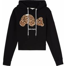 Palm Angels Leopard Bear Fitted Hoodie Black