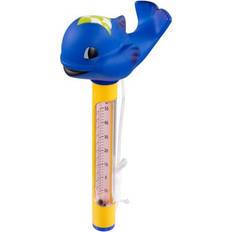 Northlight 9" blue whale floating swimming pool thermometer with cord