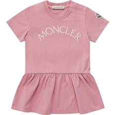 Moncler Kid's Embroidered Logo Short Sleeve Dress - Pink