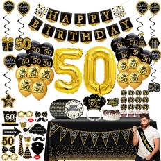 3 Pack 30th Birthday Decorations, Black and Gold Cascading