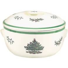 Serving Bowls Spode Christmas Tree Round Earthenware Deep Dish with Lid Serving Bowl