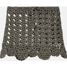 Ganni Crochet cotton-blend miniskirt black
