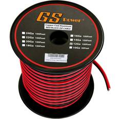 CEE Sockets Gs power 12 gauge wire 100 foot copper clad aluminum cable roll red & black