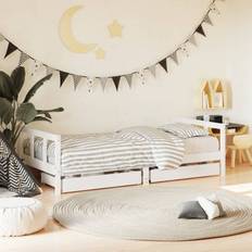 Barnesenger på salg vidaXL Kids Bed Frame with Drawers White Solid Wood Pine