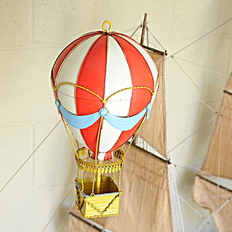 Old Modern Handicrafts Vintage Hot Air Balloon Model Metal Brown/Red, 14.5