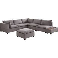 Lilola Home Madison Light Grey Sofa 157" 7 6 Seater