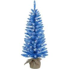Puleo International Christmas Trees Puleo International 4Ft Pre-Lit Blue Artificial in Burlap Sac, Clear Lights Christmas Tree