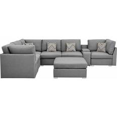 Furniture Lilola Home Sectional Grey Sofa 131.5" 8 6 Seater