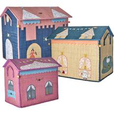 Mehrfarbig Aufbewahrungskörbe Rice Castle Theme Raffia Curved House for Storage 3-pack