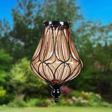 Solar Cell Ceiling Lamps Exhart Solar Amber Pendant Lamp