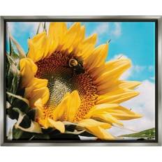Stupell Industries Summer Sunflower Blossom Pollinating Honey Bee Photography Photograph Luster Floating Wall Decor